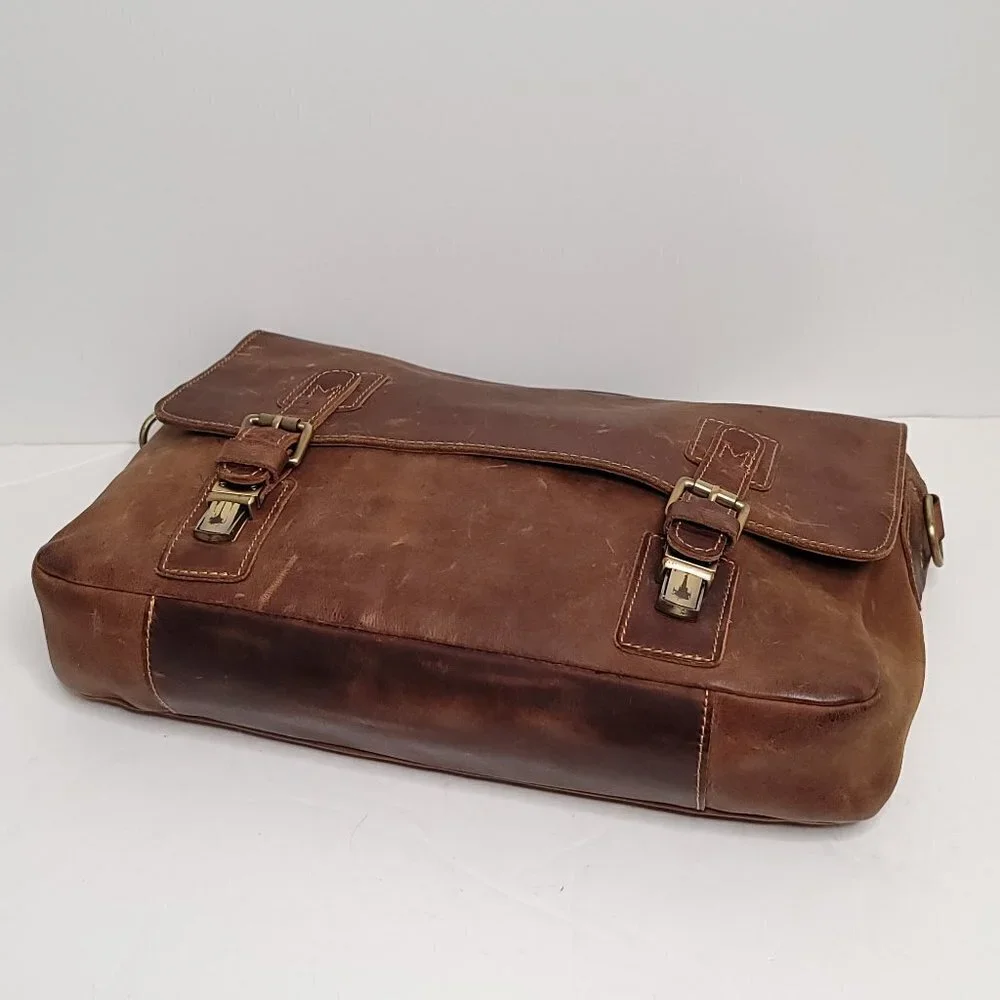 Kattee Men's Crazy Horse Leather Shoulder Briefcase, 14